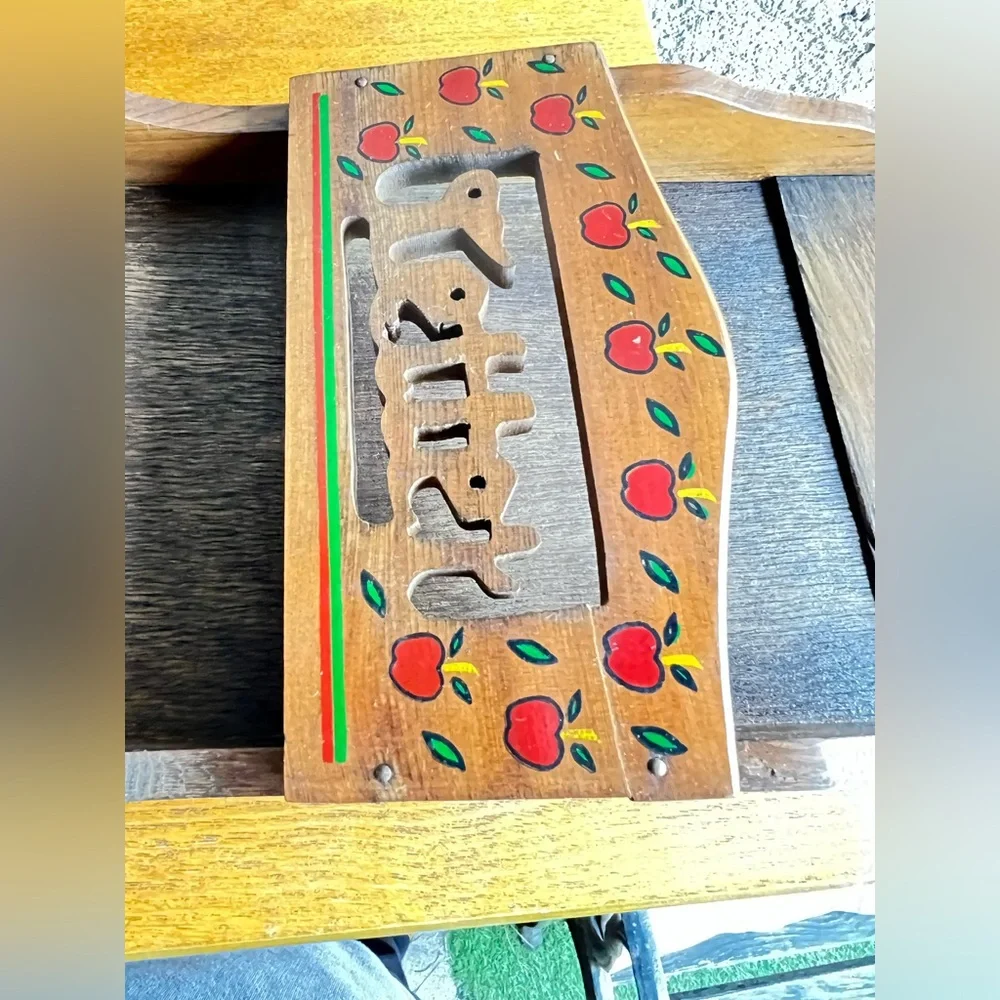 Vintage Wood Wall Organizer Keys Letters Bills Apple Trim Cottage Core
